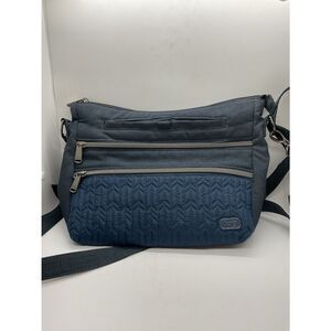 lug Quilted Crossbody Bag in Blue and Dark Blue